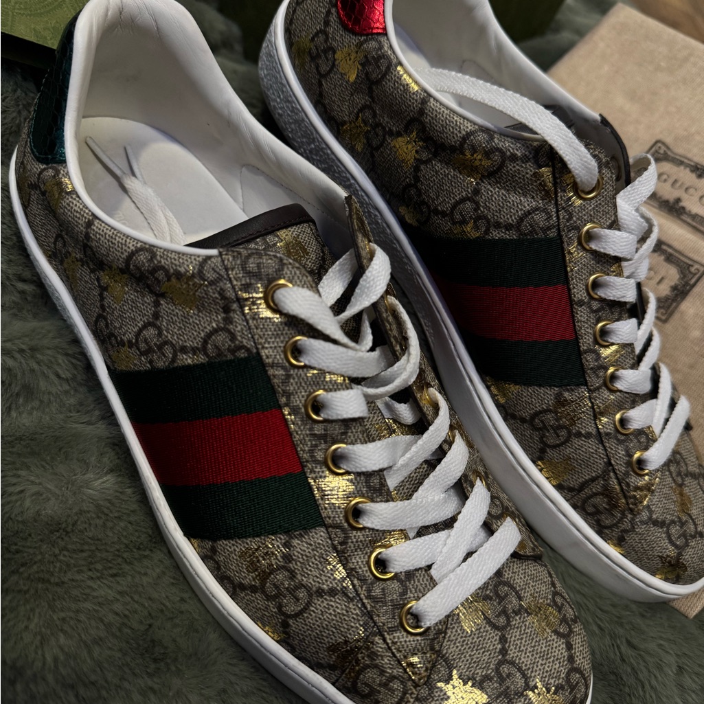 Gucci Brown/Red/Green Gg Supreme Low-Top Sneakers